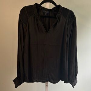 Rachel Roy Black Blouse with Textured Sleeves